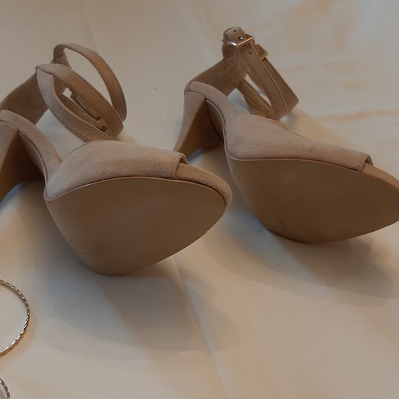 Cream Suede Strap Heels - Picture 4 of 5